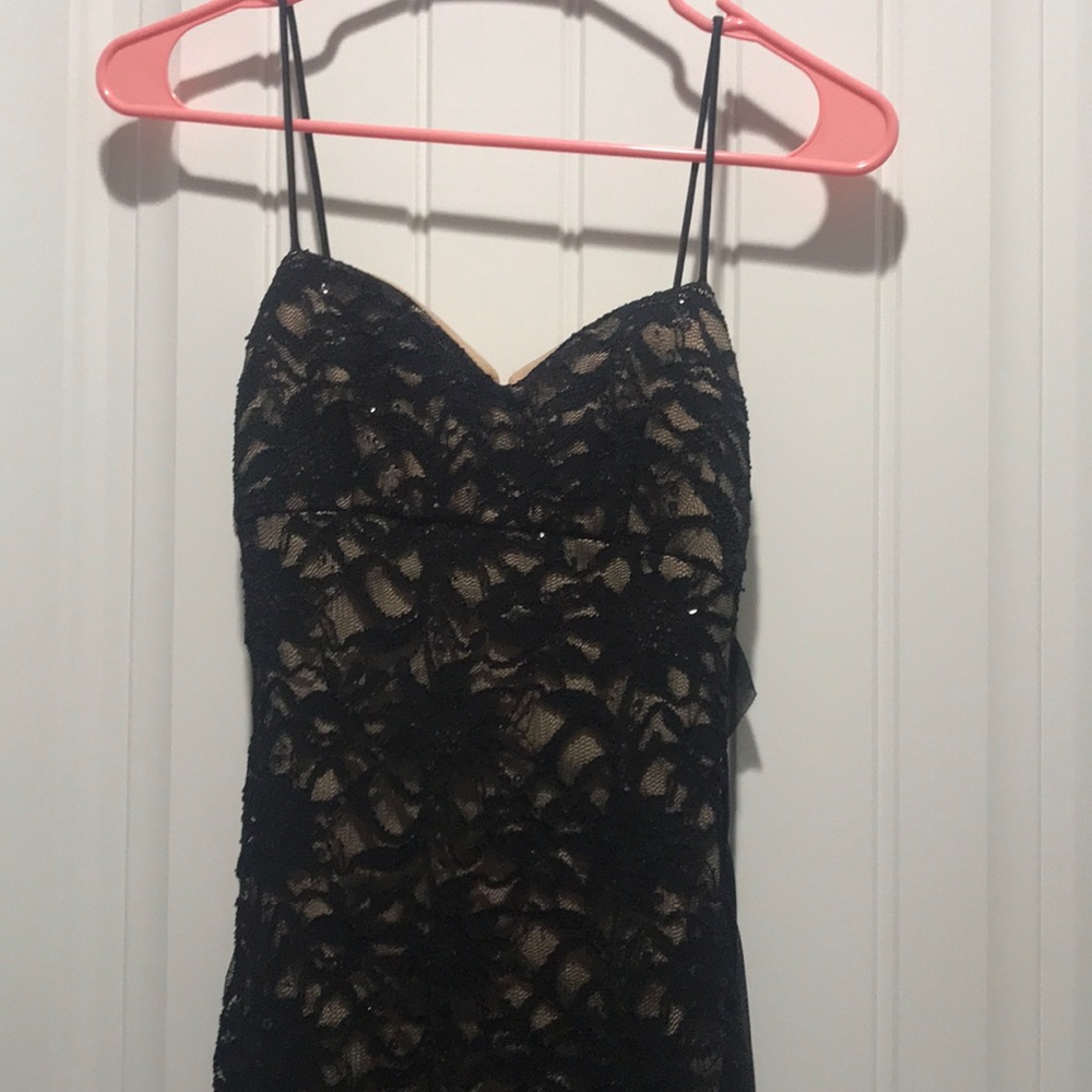 Full Length Black Lace Prom Dress